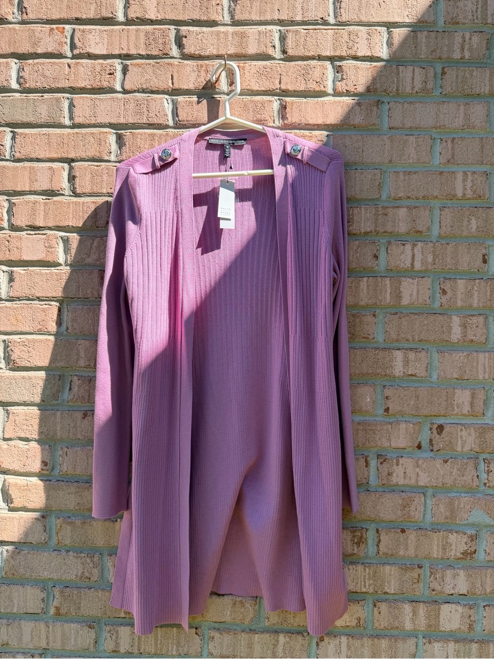 Light Purple/Pink Open-Front Ribbed Women’s Cardigan Sweater
